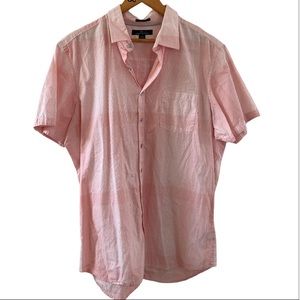 Marc Anthony Pink Short Sleeve Button-Up Dress Casual Shirt